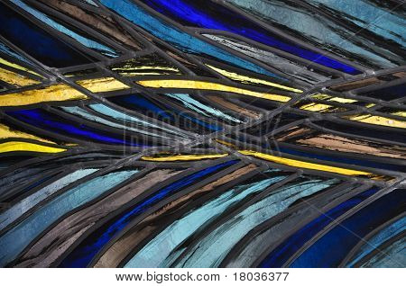 Ventana de cristal de plomo de azul y amarillo