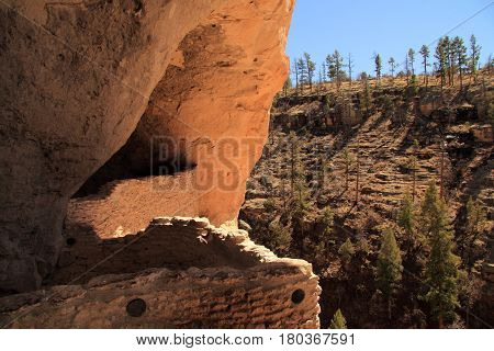 Ancient Mogollon Ruins at n National Monument in the Gila National Forest, New Mexico