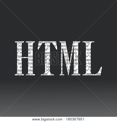 Html language sign. Vector illustration. Html programming language on a black background