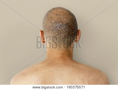 A Man Back View with Skinhead