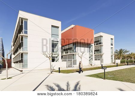 Elche Spain. March 30, 2017: Building corresponding to the Miguel Hernandez University of Elche in the province of