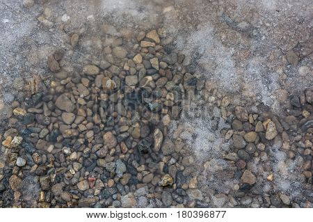 Texture of dirt mixed with gravel and pebbles