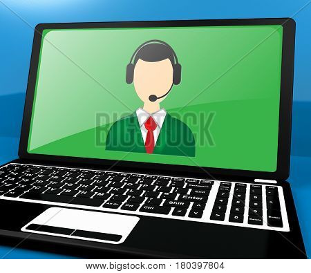 Voip Laptop Shows Internet Voice 3D Illustration