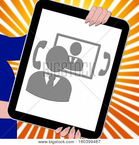 Voip Tablet Shows Voice Over Broadband 3D Illustration