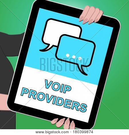 Voip Providers Tablet Shows Internet Voice 3D Illustration