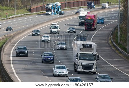 London UK - March 05 2017: Traffic on the busiest British motorway M25