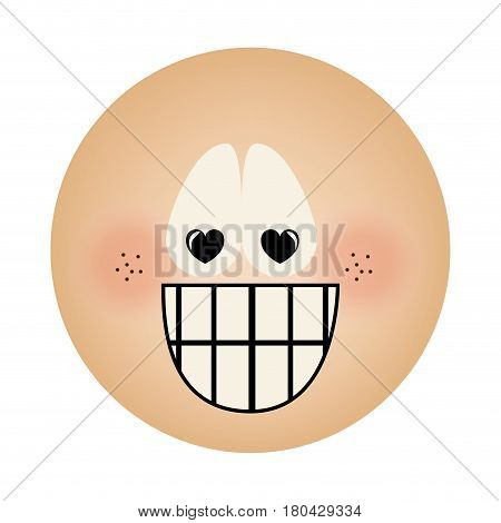 human face emoticon crazy in love expression vector illustration