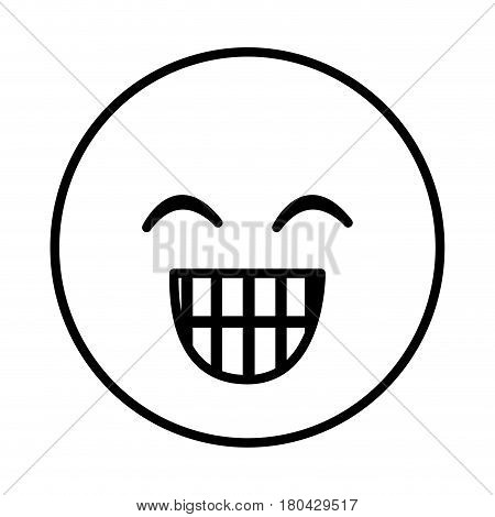 silhouette emoticon face happines expression vector illustration