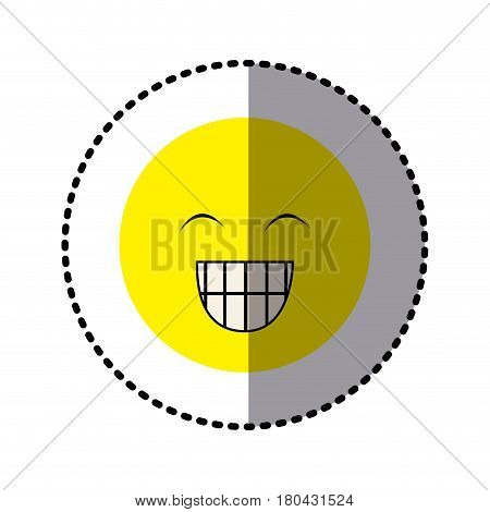 sticker colorful emoticon face happines expression vector illustration
