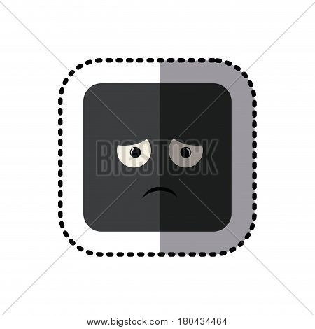 sticker square colorful shape emoticon dissapointed expression vector illustration