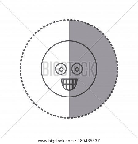 sticker silhouette emoticon face surprised expression vector illustration