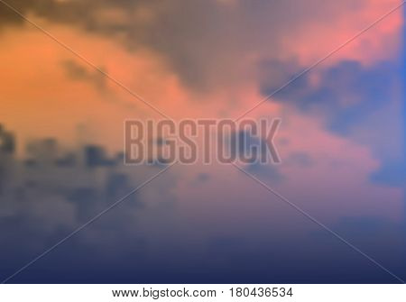 Thunder realistic sky with clouds. Blue and sunshine