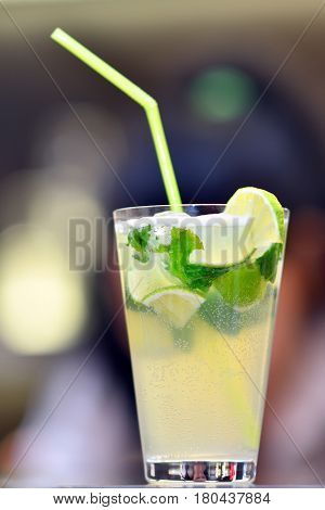 glass of cocktail on bar