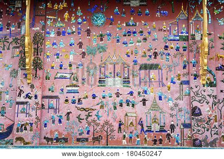 Artwork Of Wat Xieng Thong Temple In Luang Prabang