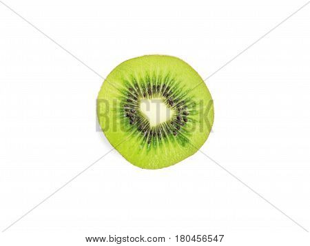 top view cut organic kiwi isolated on white
