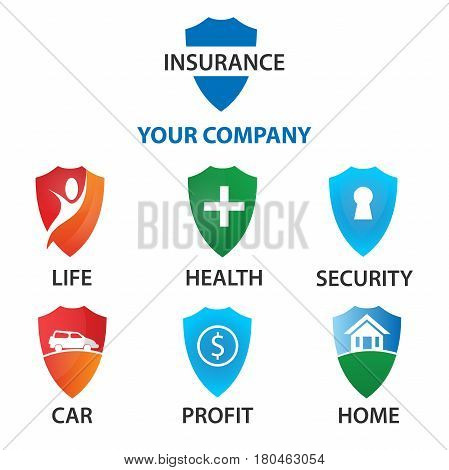 insurance concept protect: life, health, security, car, profit, home, etc