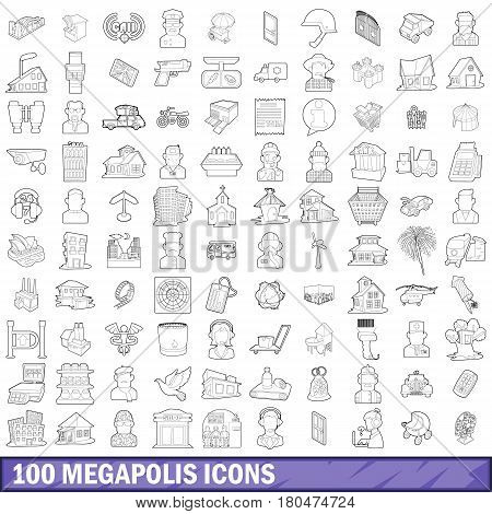100 megapolis icons set in outline style for any design vector illustration