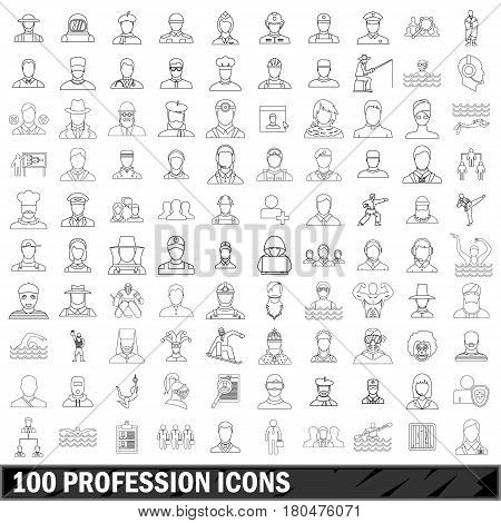 100 profession icons set in outline style for any design vector illustration