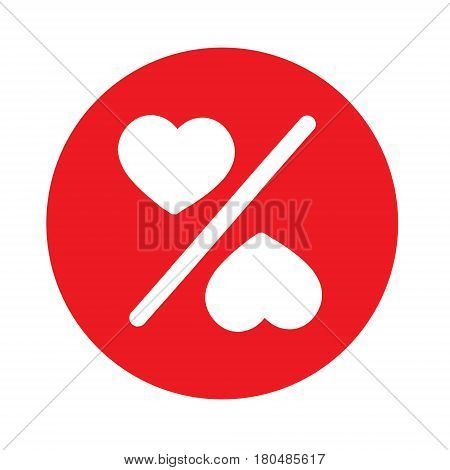 Percentage symbol with heart. Logo design vector template Negative space style. Logo design vector template Negative space style.