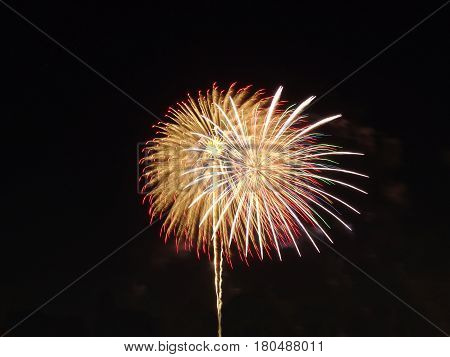 beautiful firework at tokyo japan at night