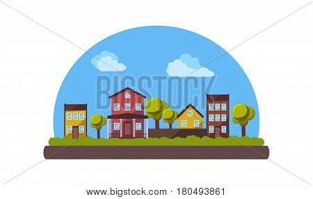 Country landscape in flat style. Vector illustration.