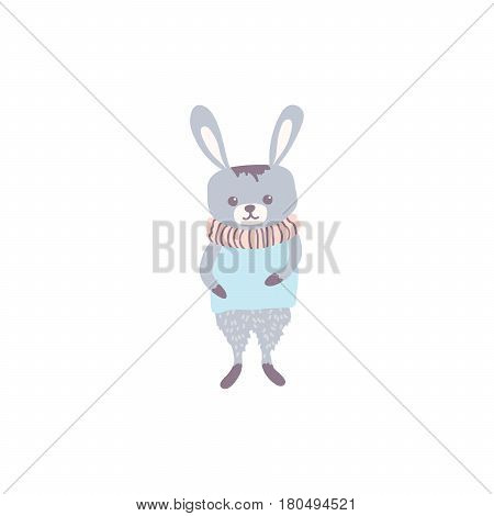 Cute rabbit . Grey bunny. Vector illustration