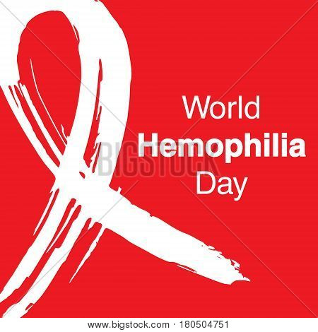 Hand drawn ribbon to World Hemophilia Day. Medical sign for 17 april. World hemophilia day awareness campaign ribbon.