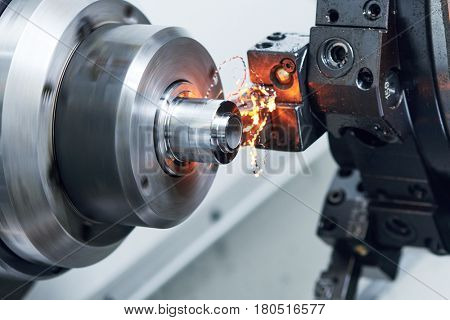 cutting tool at metal working on lather machine