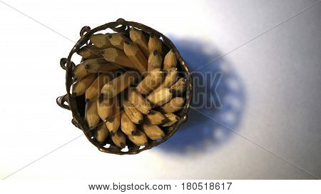 Photo Spiral of Pencils and jar penholder