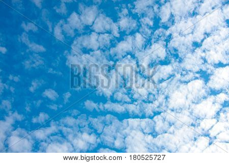 blue sky and fluffy clouds (Cirrocumulus) on nature background texture