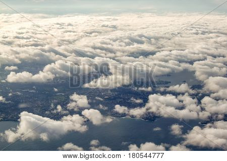 Aerial view of Sumner coastal seaside suburb of Christchurch New Zealand