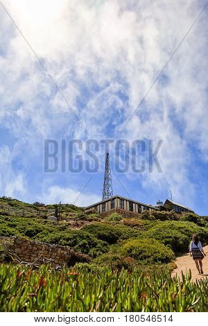 In 1859 the first lighthouse was completed; it still stands at 238 metres above sea-level on the highest section of the peak