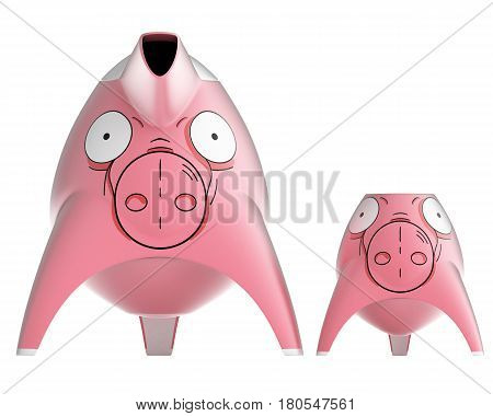 Tea and coffee children's service designed in the form of cartoon characters stylized for different animals. Design concept art object. 3D illustration.