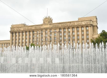 House of Soviets - the Neoclassicism building was built in 1936-41. Located on Moscow Square in St. Petersburg Russia.
