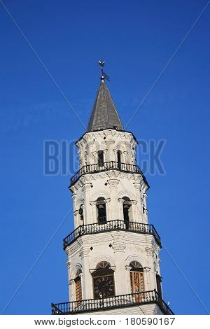 Demidov leaning Tower Nevyansk winter. Russian Federation.