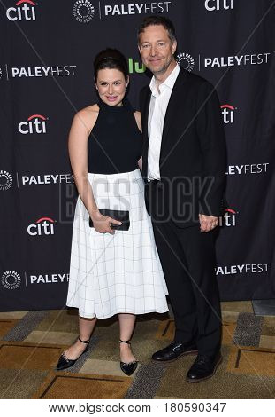 LOS ANGELES - MAR 26:  Katie Lowes and George Newbern arrives for the PaleyFest LA 2017-Scandal on March 26, 2017 in Hollywood, CA                