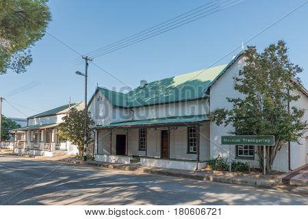 PHILIPPOLIS SOUTH AFRICA - MARCH 21 2017: A street scene with two historical buildings in Philippolis the oldest town in the Free State Province