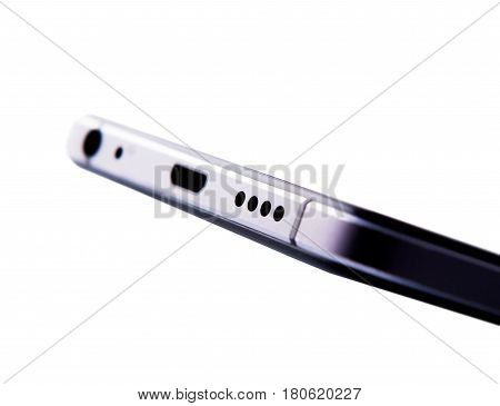 black smartphone part isolated on white background