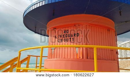 Lifeguard tower closed off duty on the beach