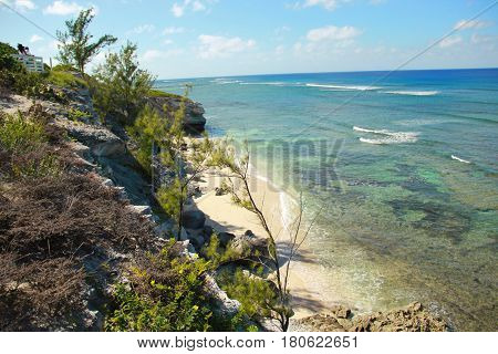 Ocean and a beach on the island
