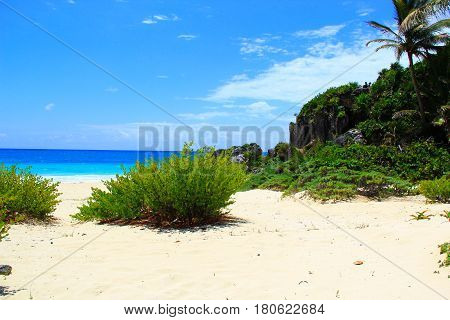Empty beach at the ocean on the tropical island