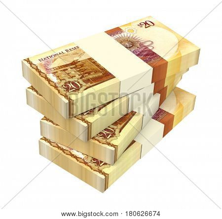 Tongan pa'anga bills isolated on white background. 3D illustration.
