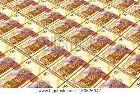 Tongan Pa'anga bills isolated on white background. 3D illustration.