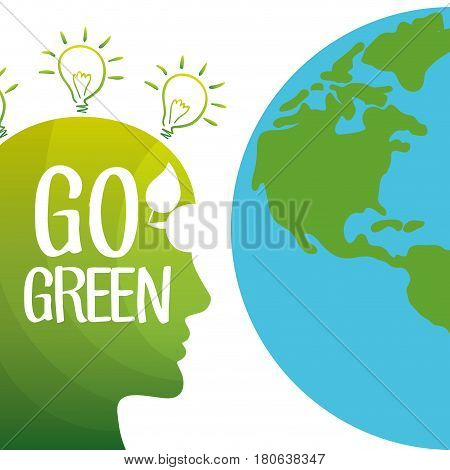 go green mind globe environment vector illustration eps 10