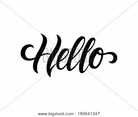 hello. Hand drawn calligraphy and brush pen lettering. design for holiday greeting card and invitation.
