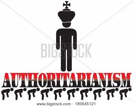 The word authoritarianism lies on the bent backs of people.