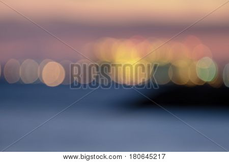 Blur Bokeh light, Defocused on seascape background.