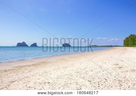 Sea Beach, Seascape Of Thailand Ocean Travel Background In Summer Season.