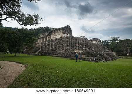 Palenque, Mexico, circa february 2017: Palenque ruins, Maya archeological site in Mexico