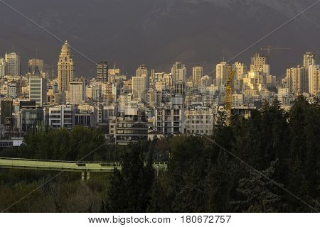 Tehran Northern Part Skyline Modern Architectural Buildings.